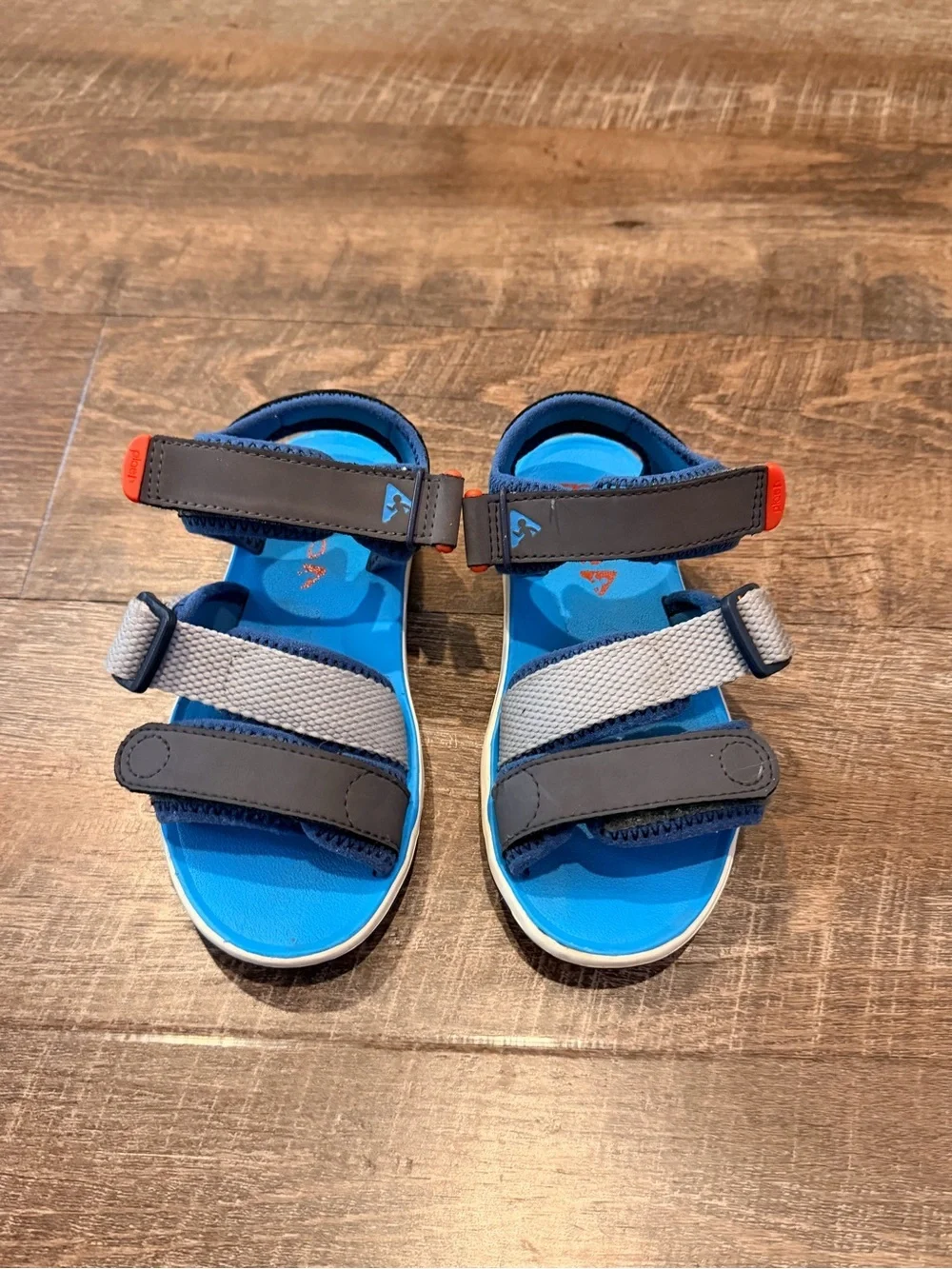 Plae Kids Adjustable Sport Sandals Blue Gray Hook & Loop Size 11